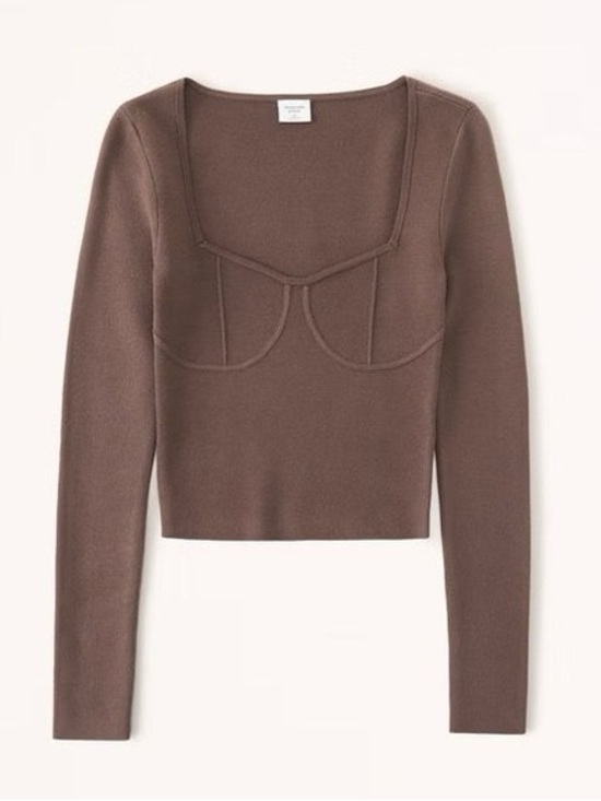 Abercrombie & Fitch Sweaters - Abercrombie & Fitch Brown Corset Long Sleeved Sweater Top Size Medium